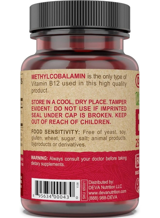 Deva Nutrition Vegan Sublingual Fast Dissolve B-12 Tablets, 2500 Mcg, 90 Count - Image 4