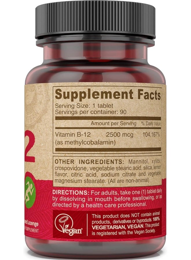 Deva Nutrition Vegan Sublingual Fast Dissolve B-12 Tablets, 2500 Mcg, 90 Count - Image 3