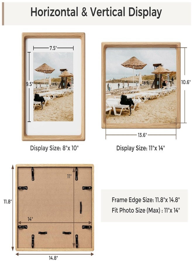 Heimlove إطارات صور هايملوف مقاس 11×14 بوصة، مصنوعة يدويًا من خشب البلوط الطبيعي الأصلي، إطار شهادة مع حافة لعرض صور التخرج مقاس 8×10 بوصة، صور عائلية، صور زفاف، صور فوتوغرافية، شهادات، تُعلق على الحائط - Image 4