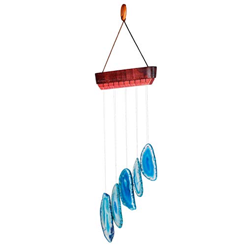 Nupuyai Wind Chimes - Unique Agate Slices Geode Stone Wind Chimes Indoor Outdoor, Healing Stone Windchime Hanging Ornament for Home Garden, 13.8-19.7'', Blue Agate - Image 4