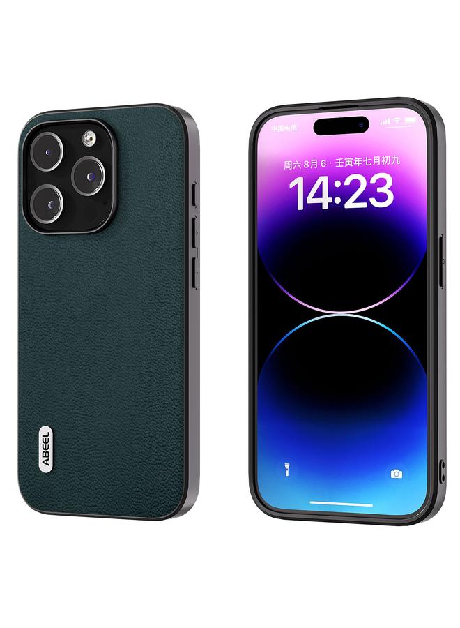 The Bros Case For iPhone 15 Pro Max ABEEL Genuine Leather Luolai Series Phone Case 