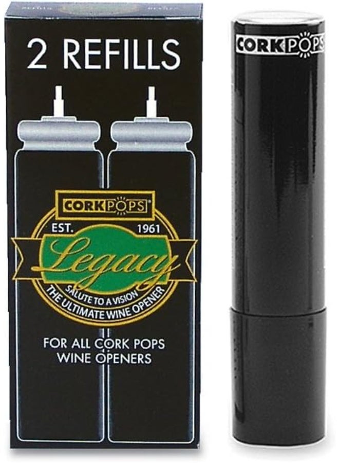 Cork Pops Wine Bottle Opener Refill Cartridges 2 Per Box- Eco-Friendly Low-Pressure, Fits All Cork Pops Models Opens 60-80 Bottles Per Cartridge 1 Box - Image 1