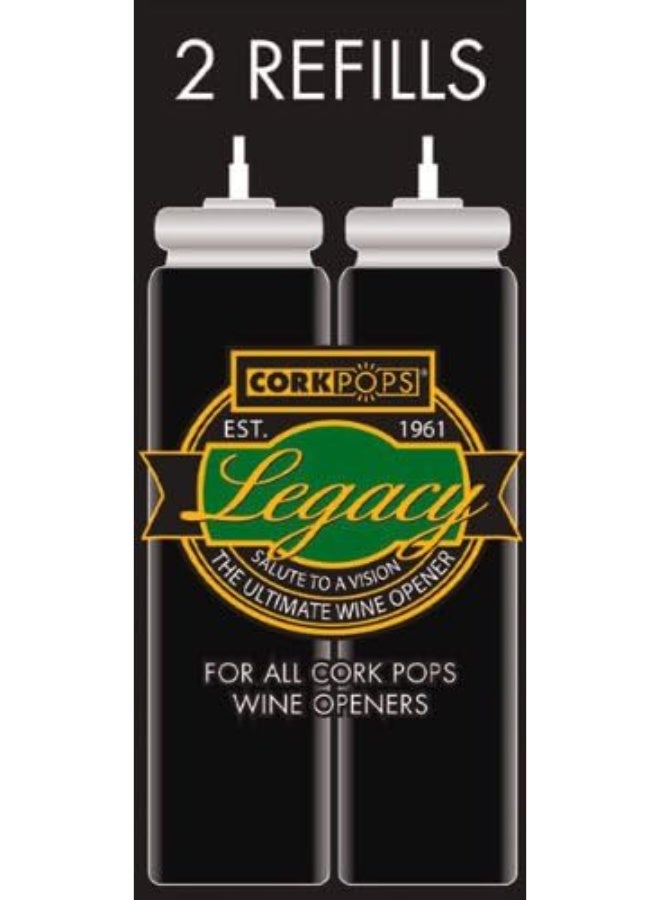 Cork Pops Wine Bottle Opener Refill Cartridges 2 Per Box- Eco-Friendly Low-Pressure, Fits All Cork Pops Models Opens 60-80 Bottles Per Cartridge 1 Box - Image 2
