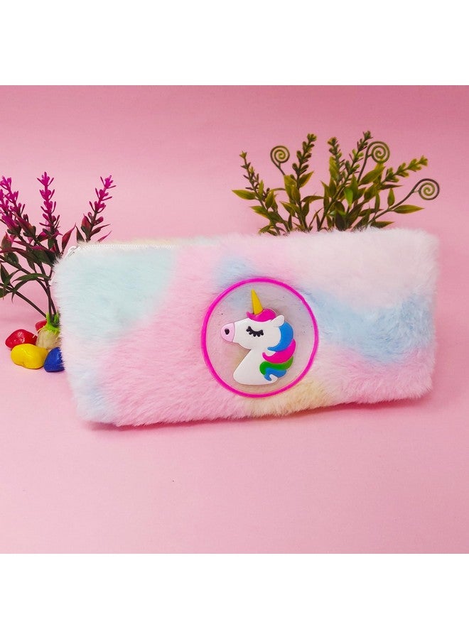 PARTEET Fur Unicorn Led Light Pouch For Stationery, Unicorn Pencil Pouch, Pencil Case For Girls, Pencil Pouch For Kids, Birthday Return Gift For Kids (Pink) - Image 4