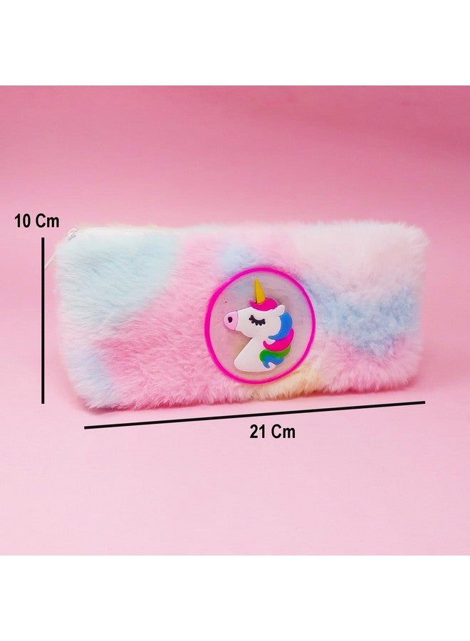 PARTEET Fur Unicorn Led Light Pouch For Stationery, Unicorn Pencil Pouch, Pencil Case For Girls, Pencil Pouch For Kids, Birthday Return Gift For Kids (Pink) - Image 3