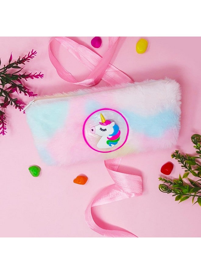 PARTEET Fur Unicorn Led Light Pouch For Stationery, Unicorn Pencil Pouch, Pencil Case For Girls, Pencil Pouch For Kids, Birthday Return Gift For Kids (Pink) - Image 5