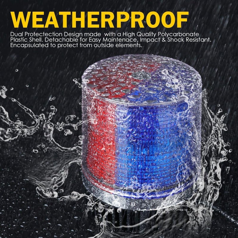 Xprite Red&Blue LED Beacon Light w/Magnetic Base，Safety Warning Police Flashing Lights for Law Enforcement Vehicles Forklift Patrol Security Trucks Cruiser UTV ATV Snowplow Volunteer - Image 2