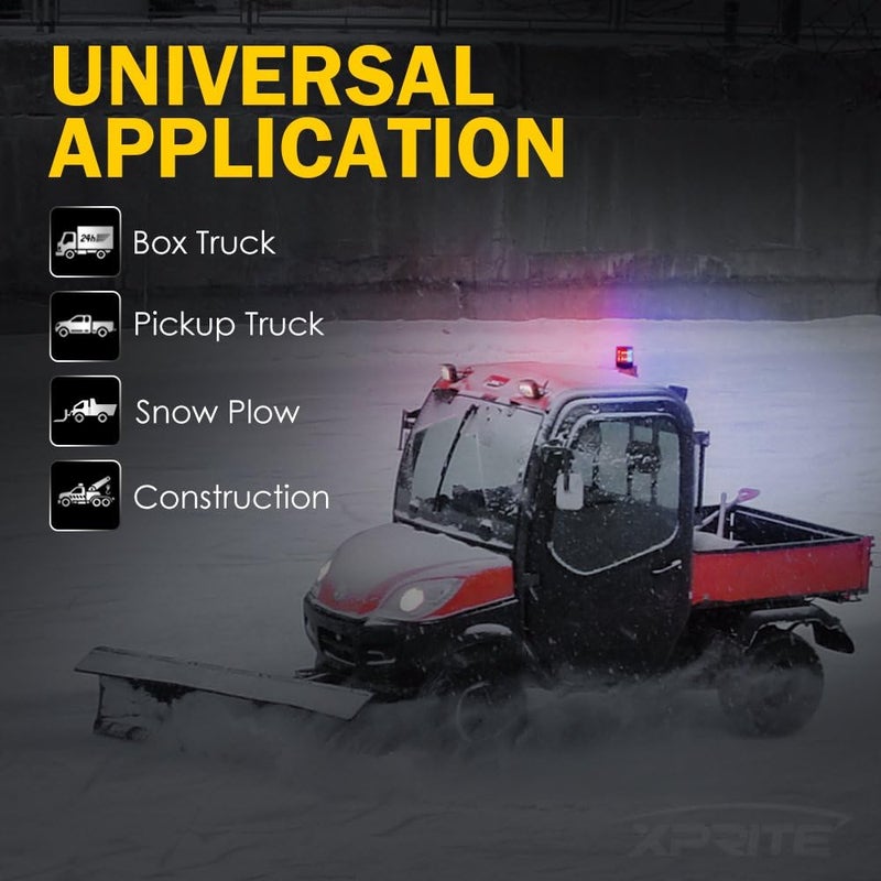 Xprite Red&Blue LED Beacon Light w/Magnetic Base，Safety Warning Police Flashing Lights for Law Enforcement Vehicles Forklift Patrol Security Trucks Cruiser UTV ATV Snowplow Volunteer - Image 5