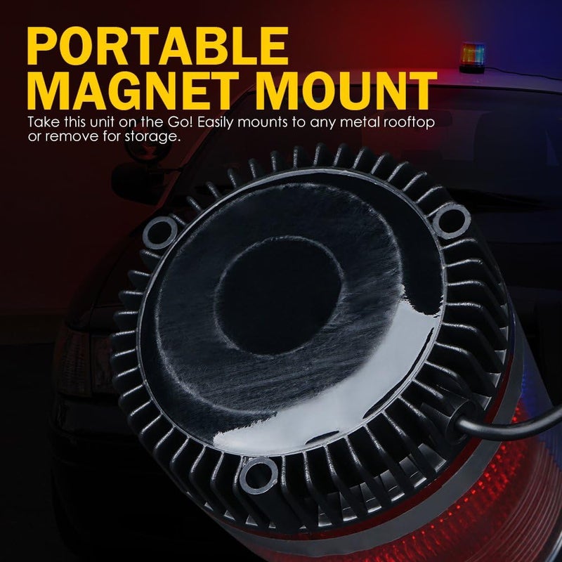 Xprite Red&Blue LED Beacon Light w/Magnetic Base，Safety Warning Police Flashing Lights for Law Enforcement Vehicles Forklift Patrol Security Trucks Cruiser UTV ATV Snowplow Volunteer - Image 4