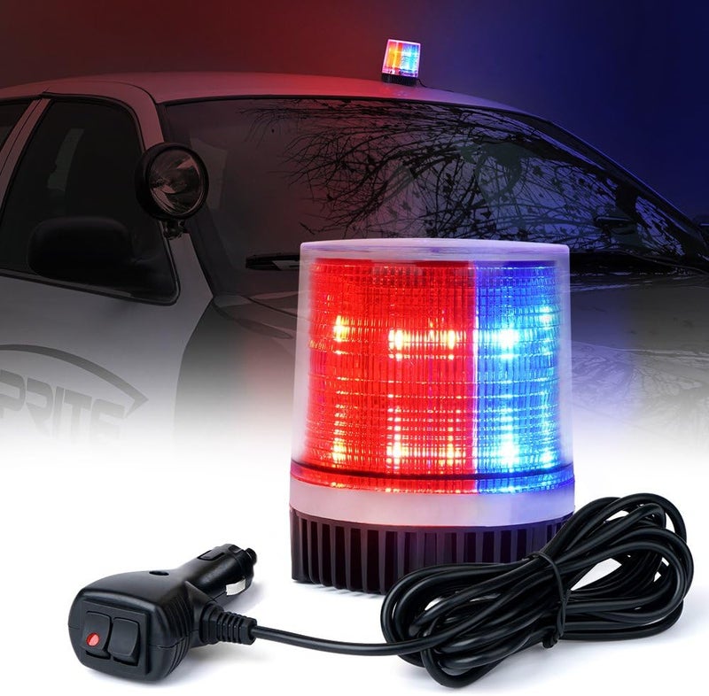 Xprite Red&Blue LED Beacon Light w/Magnetic Base，Safety Warning Police Flashing Lights for Law Enforcement Vehicles Forklift Patrol Security Trucks Cruiser UTV ATV Snowplow Volunteer - Image 1