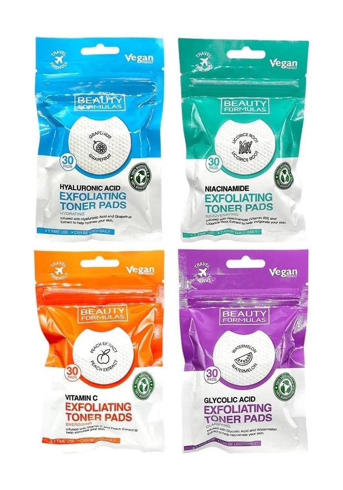 Beauty Formulas Glycolic Acid Exfoliating Toner Pads - 30 Pads with Watermelon Extract - Image 3