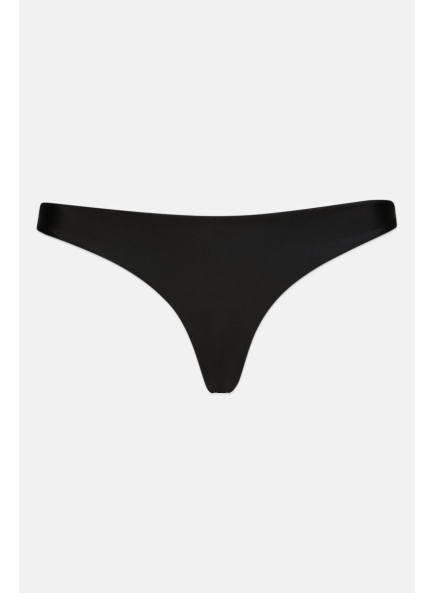 Lefties Women Plain Pull On Thong Panties, Black  - Image 1