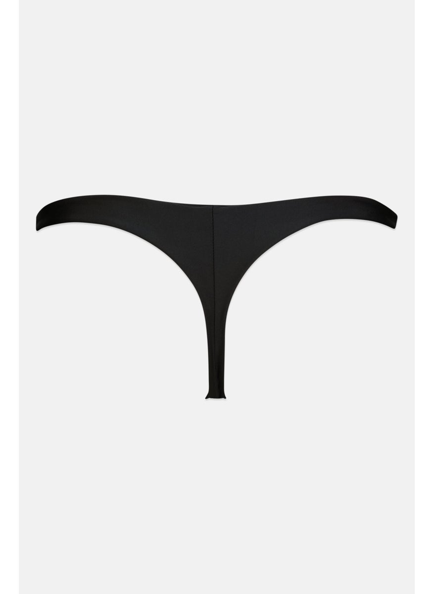 Lefties Women Plain Pull On Thong Panties, Black  - Image 2
