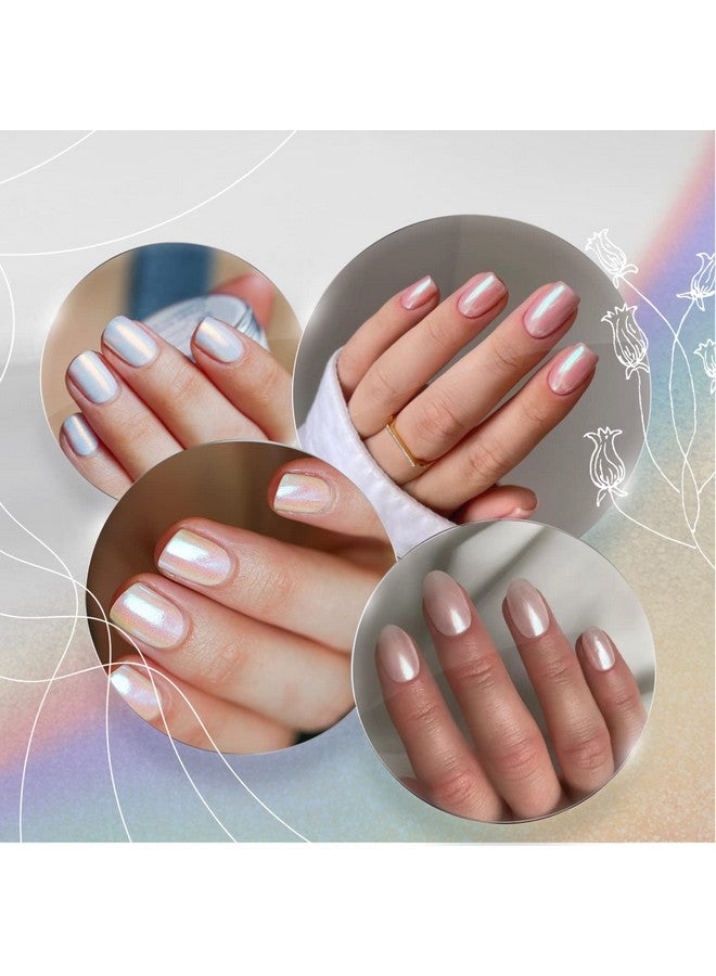 Pretty Diva PrettyDiva Chrome Nail Powder - 7 Colors White Pearl Chrome Nail Powder Set, Metallic Nail Powder Mirror Effect White Chrome Powder Iridescent Nails Powder Manicure Pigment - Image 3