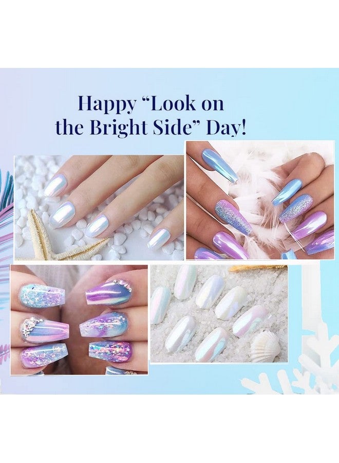 Pretty Diva PrettyDiva Chrome Nail Powder - 7 Colors White Pearl Chrome Nail Powder Set, Metallic Nail Powder Mirror Effect White Chrome Powder Iridescent Nails Powder Manicure Pigment - Image 5