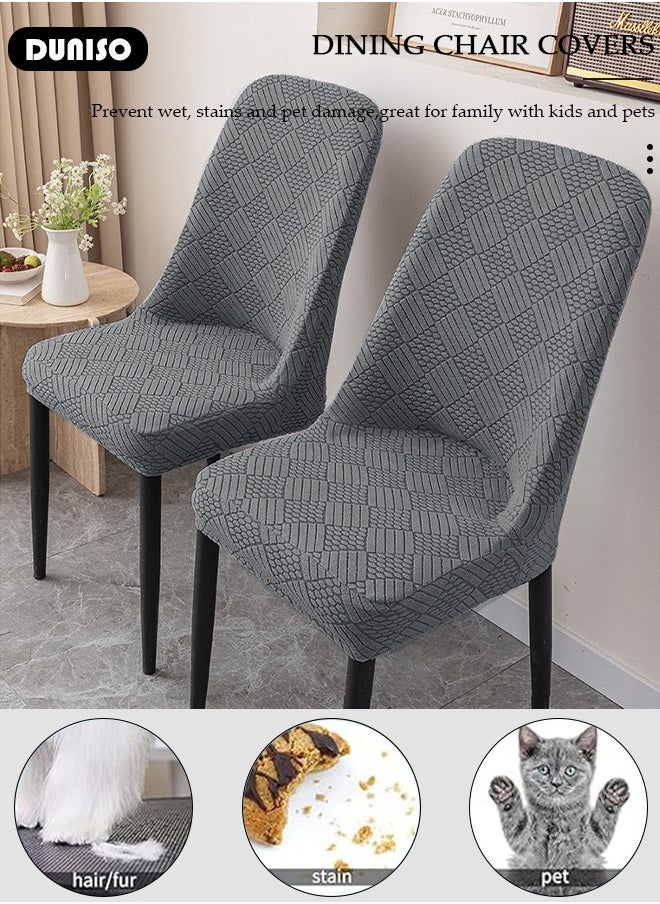 DUNISO 4 Packs Chair Covers, Stretch Jacquard Dining Chair Slipcovers, Removable Washable Chair Protector, Elastic Chair Protector Seat Covers for Hotel Dining Room Ceremony Banquet Wedding Party  - Image 5
