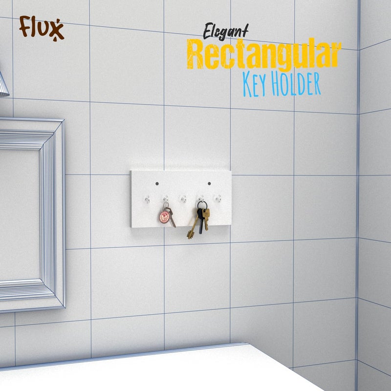 Flux flux Rectangular Key Holder Modern Wall Mounted Home Dcor Key Chain HolderOrganizer Key Hooks Classic Walnut 5 Hooks Black White  - Image 4