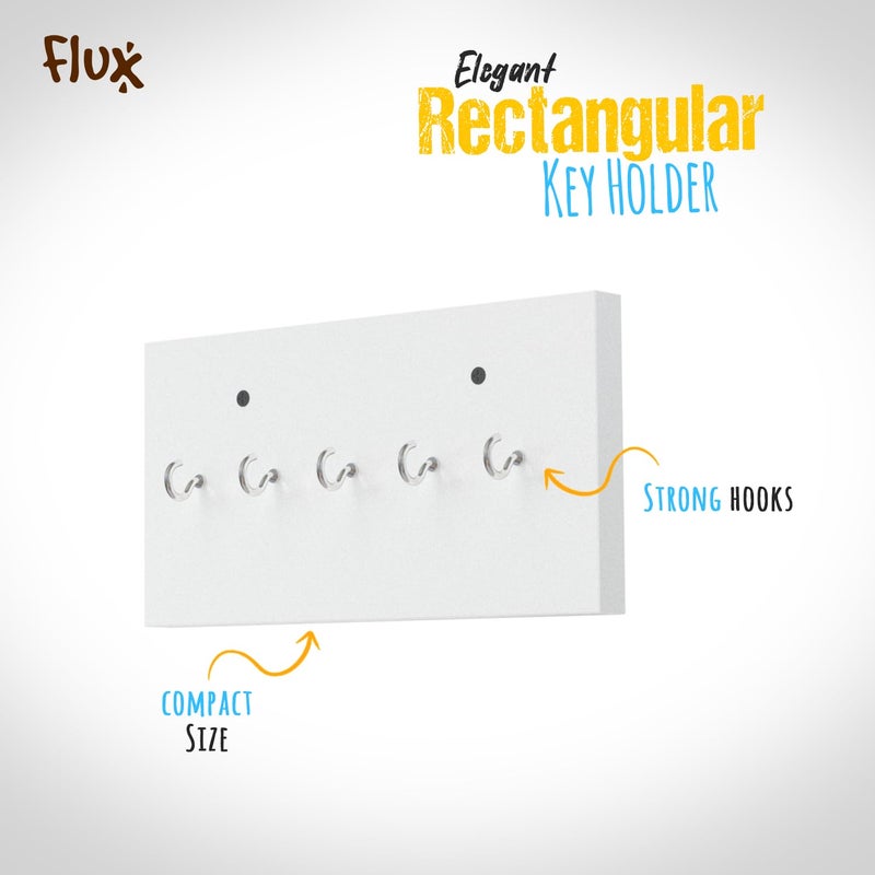 Flux flux Rectangular Key Holder Modern Wall Mounted Home Dcor Key Chain HolderOrganizer Key Hooks Classic Walnut 5 Hooks Black White  - Image 5