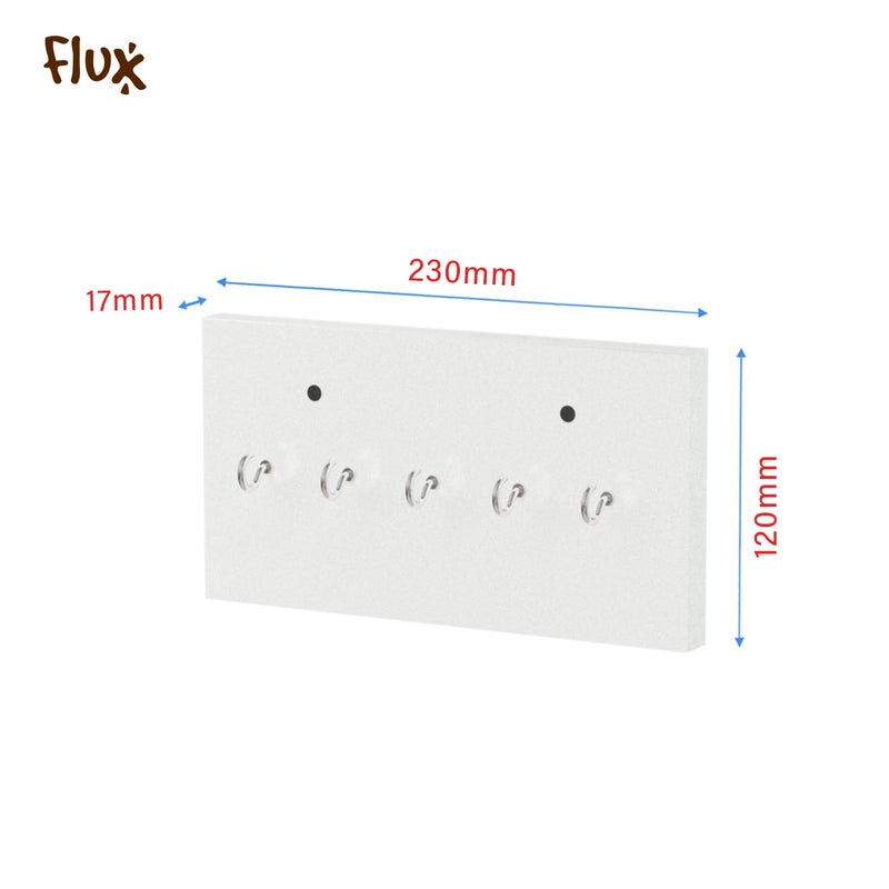 Flux flux Rectangular Key Holder Modern Wall Mounted Home Dcor Key Chain HolderOrganizer Key Hooks Classic Walnut 5 Hooks Black White  - Image 2