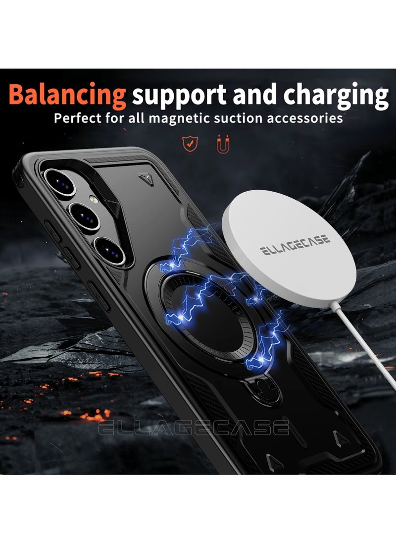 ELLAGECASE Protective Case with Ring for Samsung Galaxy S24 Plus / S25 Plus, Rugged Drop Protection, Horizontal and Vertical Stand Capability, Solid Camera Protection, Balanced Support, and Perfect Compatibility with Magnetic Accessories  - Image 2
