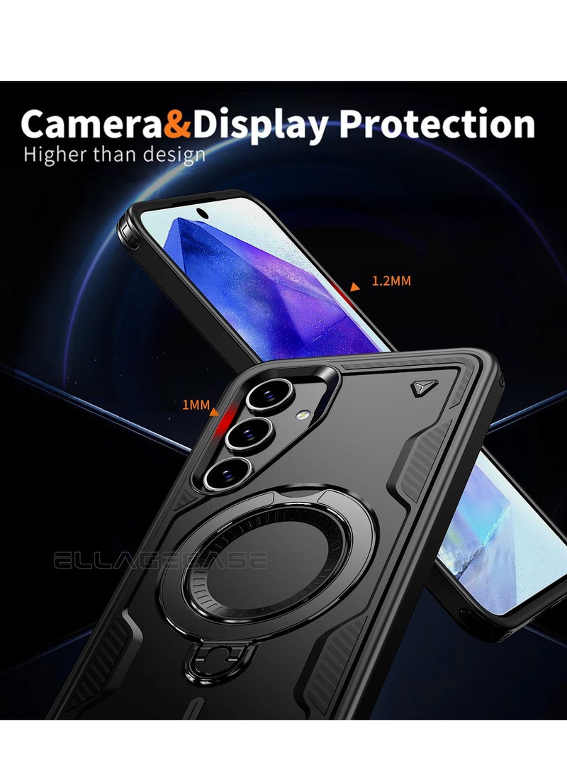 ELLAGECASE - Protective Case with Ring for Samsung Galaxy S24 Plus / S25 Plus, Rugged Drop Protection, Horizontal and Vertical Stand Capability, Solid Camera Protection, Balanced Support, and Perfect Compatibility with Magnetic Accessories - Image 1
