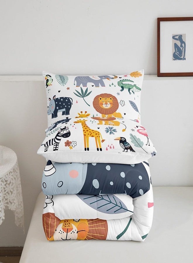 Feelyou Kids Zoo Animal Comforter Set Cute Wild Animals Bedding Set Cartoon Safari Wild Print Comforter for Boys Girls Children Teens Bedroom Decor Exotic Natural Theme Duvet Set Full Size - Image 5