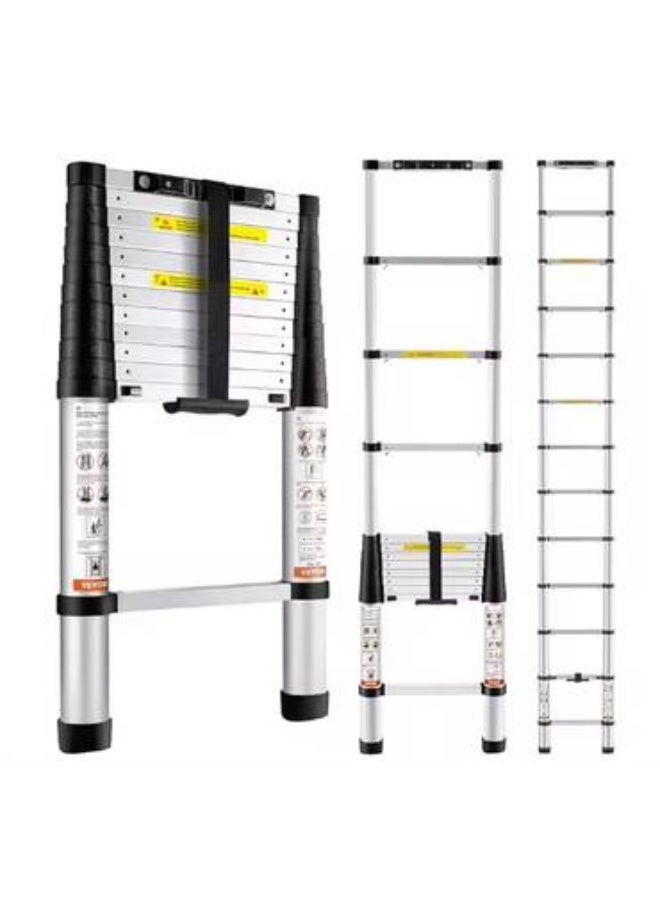 3.8M Telescopic Aluminum Extension Ladder Foldable Portable 150kg Load Capacity - Image 5