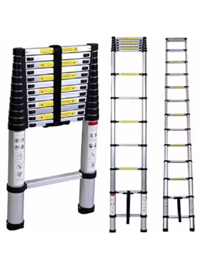 3.8M Telescopic Aluminum Extension Ladder Foldable Portable 150kg Load Capacity - Image 1