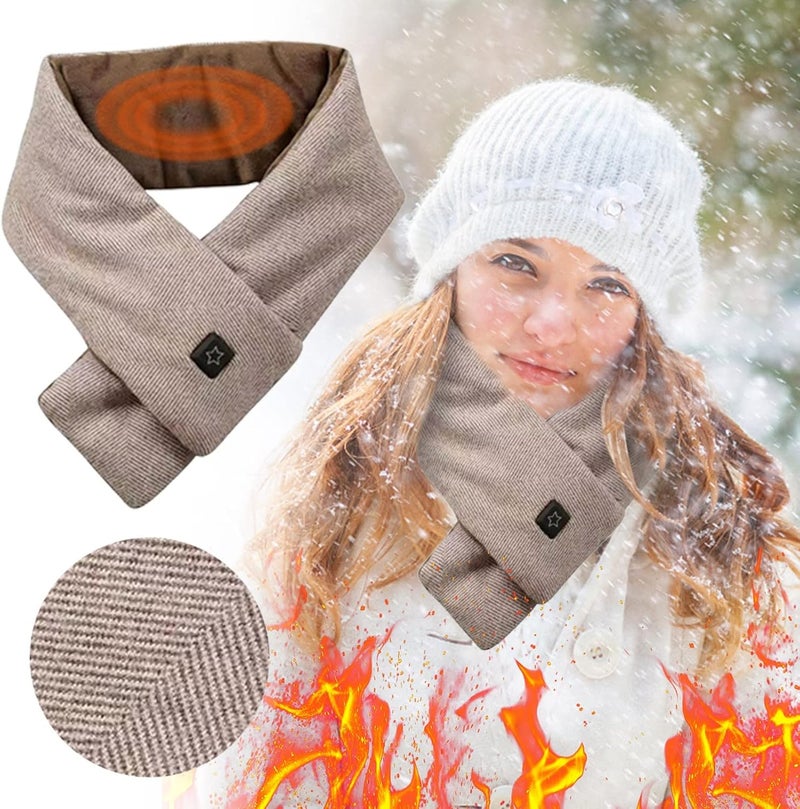 klarako Work Equipment for Men USB Charging Heating Scarf Hot Compress Shoulder Scarf Winter Neck Protection Cold And Warm Scarf Men And Women Fashion Casual Smart Windproof Electric Heating Scarf (Coffee, B) - Image 3