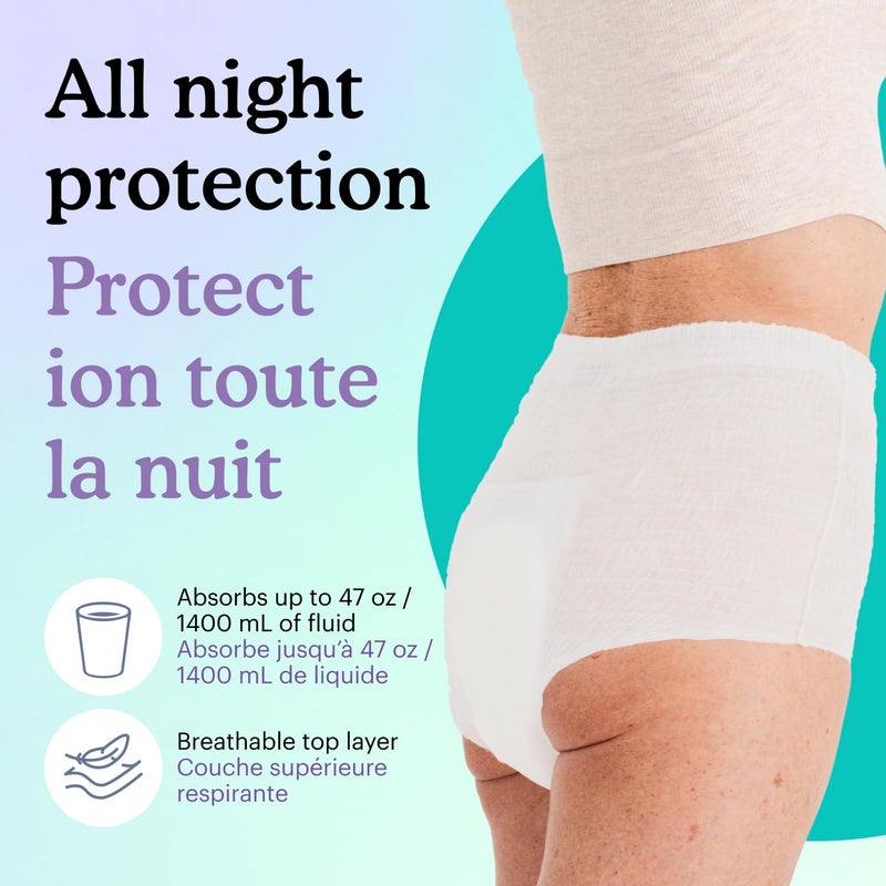 Because Overnight Absorbency Pull Ups - Adult Disposable Incontinence Underwear, Extra Absorbent Nighttime Briefs for Men and Women, White, Small/Medium, 80 Count (4 Packs of 20) - Image 3