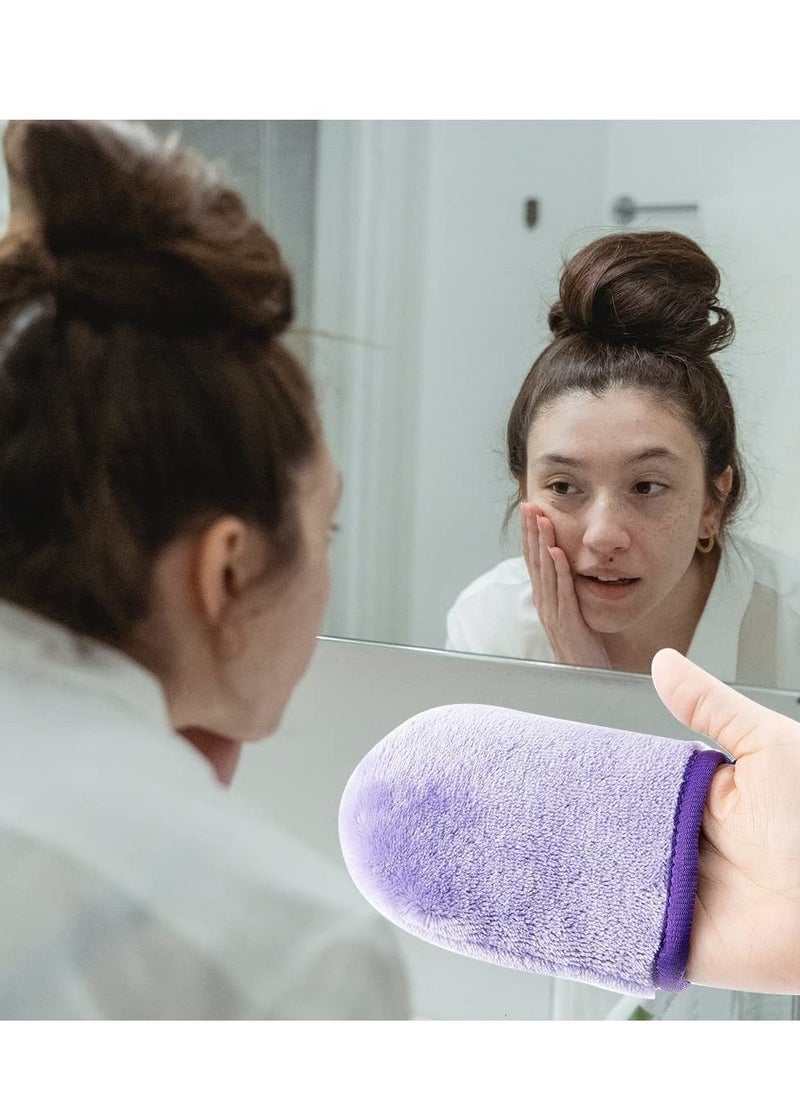 SYOSI - Soft Facial Mitts, Reusable Makeup Remover Glove, Soft Microfiber Face Deep Cleaning Pads, Flannel Body Wash Mitts, Bath Spa Cloth, Hypoallergenic Microfibre Face Cloth 2PCS Brand: Excefore - Image 1