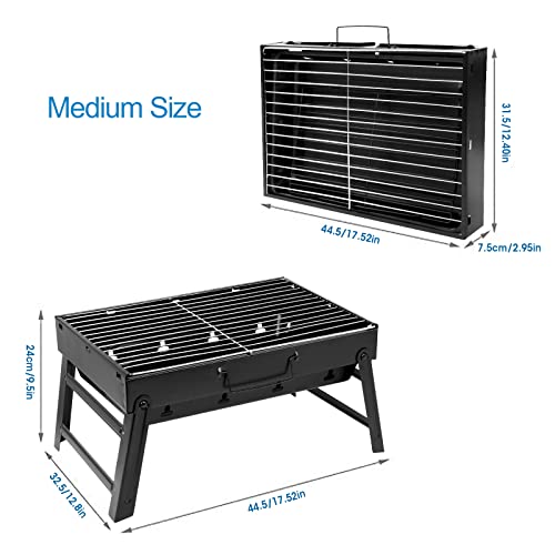 AGM Barbecue Grill, Charcoal Grill Folding Portable Lightweight Barbecue Grill Tools for Outdoor Grilling Cooking Camping Hiking Picnics Tailgating Backpacking Party (Medium) - Image 4