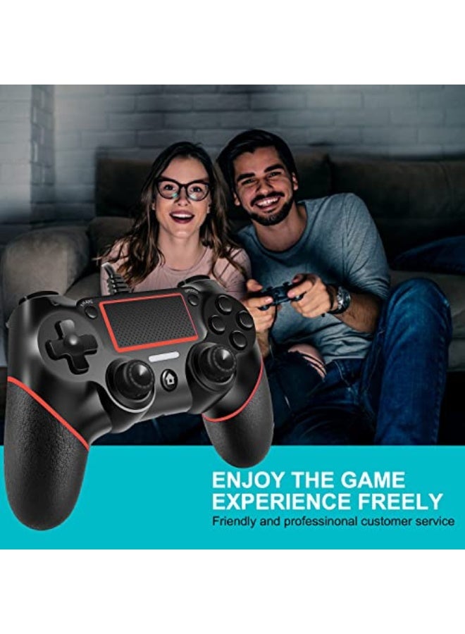 وحدة تحكم سلكية متوافقة مع PS4 بلاي ستيشن 4/برو/سليم/كمبيوتر/لابتوب مع ميزات مثل الاهتزاز، مؤشر LED ملون، اهتزاز مزدوج ومقابض مضادة للانزلاق، بطول كابل 6.5 قدم - Image 2
