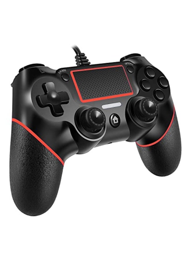 وحدة تحكم سلكية متوافقة مع PS4 بلاي ستيشن 4/برو/سليم/كمبيوتر/لابتوب مع ميزات مثل الاهتزاز، مؤشر LED ملون، اهتزاز مزدوج ومقابض مضادة للانزلاق، بطول كابل 6.5 قدم - Image 1