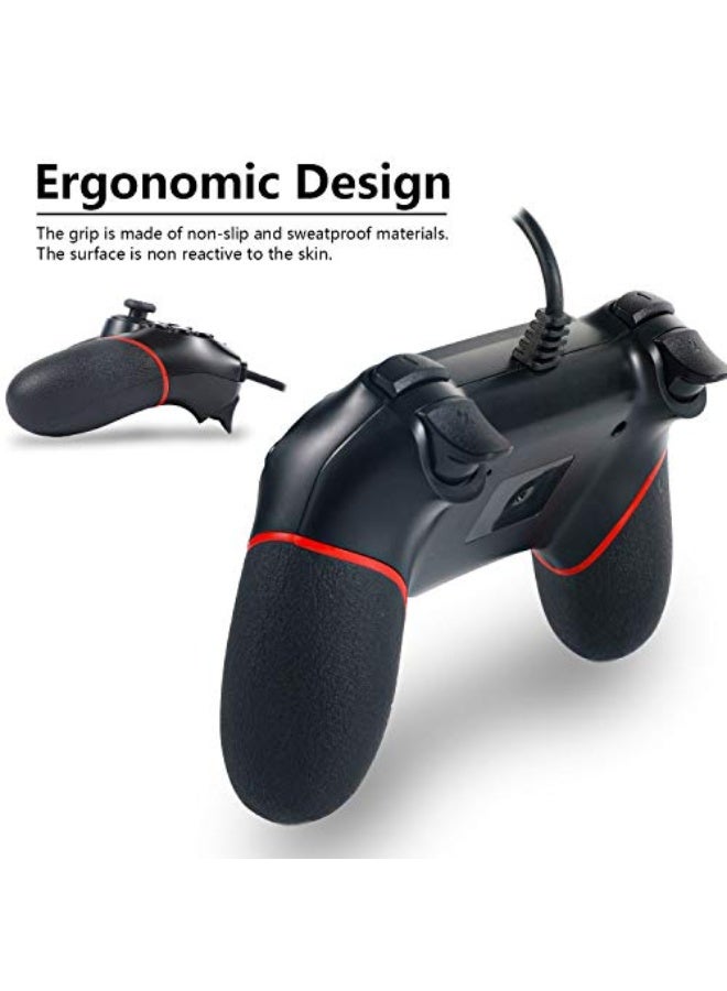 وحدة تحكم سلكية متوافقة مع PS4 بلاي ستيشن 4/برو/سليم/كمبيوتر/لابتوب مع ميزات مثل الاهتزاز، مؤشر LED ملون، اهتزاز مزدوج ومقابض مضادة للانزلاق، بطول كابل 6.5 قدم - Image 5