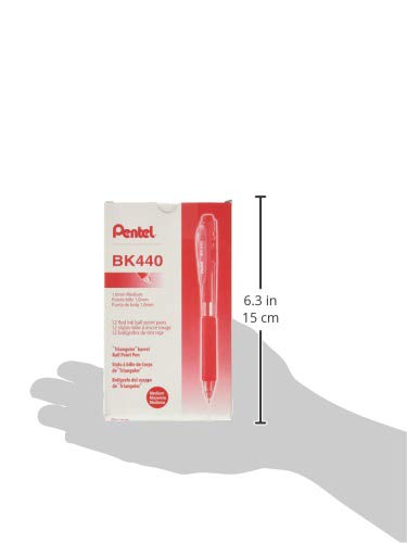 Pentel® WOW!™ Retractable Ballpoint Pens, Medium Point, 1.0 mm, Transparent Red Barrels, Red Ink, Pack Of 12 - Image 3