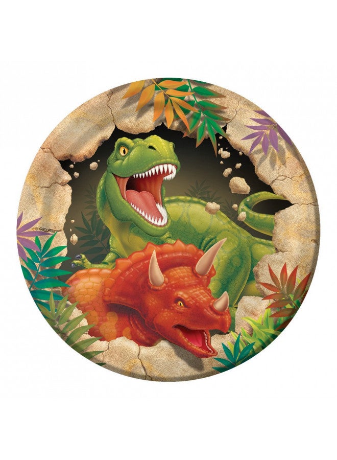 كرييتف كونفيرتينج Creative Converting Dinosaur Round Paper Dessert Plates, Dino Blast