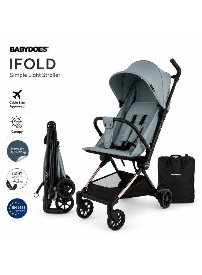 Babydoes iFold - Ultra-lightweight stroller, Cabin-Size Approved, Quick Fold, 5-Point Harness, 0 to 3 Y (22 kg), Green - Image 1