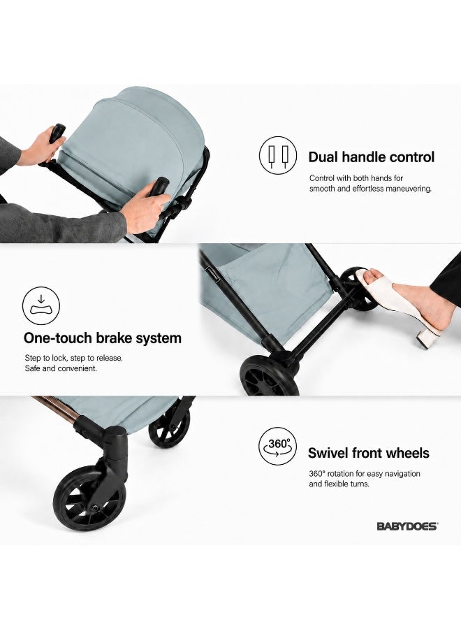 Babydoes iFold - Ultra-lightweight stroller, Cabin-Size Approved, Quick Fold, 5-Point Harness, 0 to 3 Y (22 kg), Green - Image 3