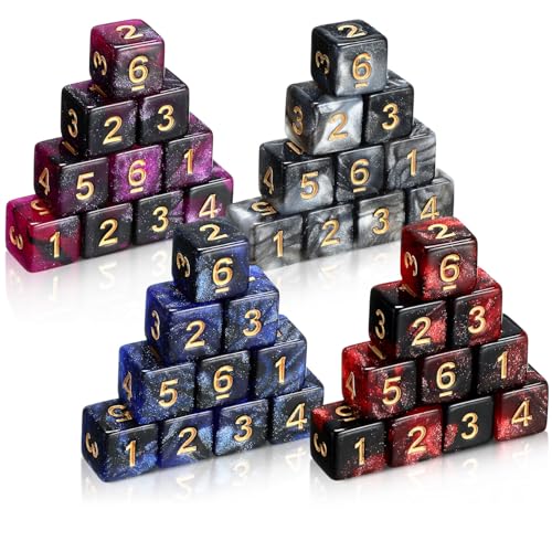 Poen 40 Pcs 16mm Dice Set Bulk 6 Sided Standard Colored Dices with Numbers D6 Polyhedral Games Dice for Board Games Parties Glitter Color - Image 1