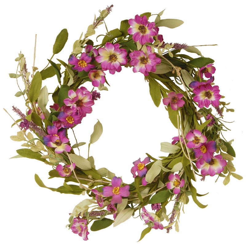 National Tree National Tree 20 Inch Floral Wreath with Purple Daisy and Lavender Flowers GAF3020WDLP 