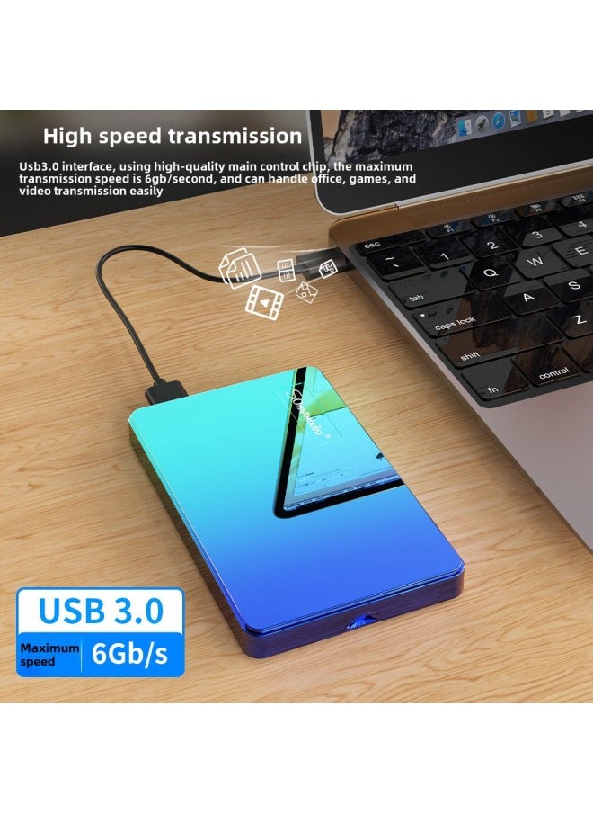 Generic 500G Mobile Hard Disk 1t External Game Hard Disk USB3.0 High-speed Hard Disk 2T Mechanical Hard Disk 80-Capacity:750GB-Interface:Gradient-blue Cyan (exquisite Bag)  - Image 4