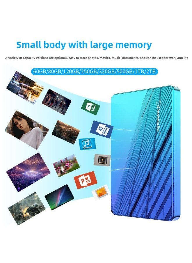 Generic 500G Mobile Hard Disk 1t External Game Hard Disk USB3.0 High-speed Hard Disk 2T Mechanical Hard Disk 80-Capacity:750GB-Interface:Gradient-blue Cyan (exquisite Bag)  - Image 2