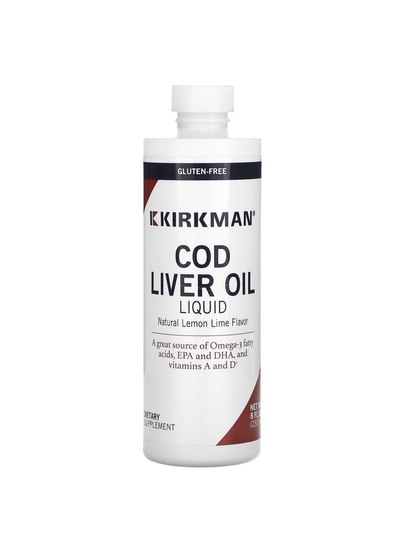 Kirkman Labs Cod Liver Oil Liquid, Natural Lemon Lime, 8 fl oz (237 ml)