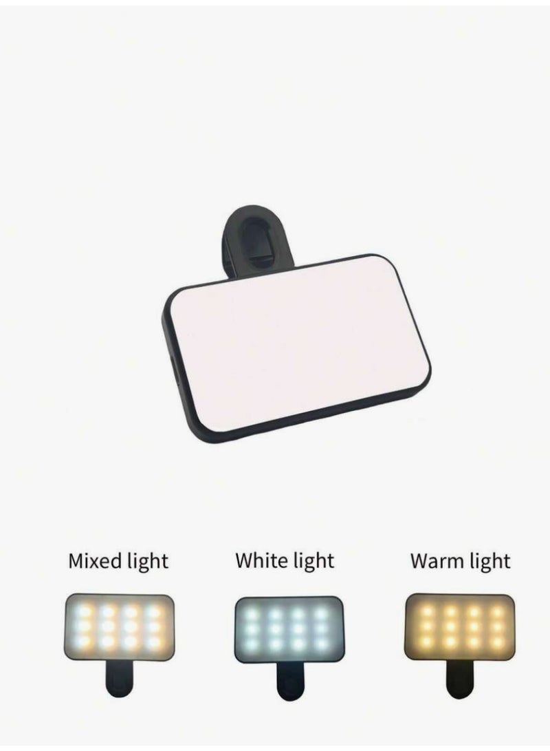 اتش بي ار تي 1 قطعة ضوء سيلفي LED صغير محمول مع مشبك، 3 أوضاع إضاءة (أبيض/طبيعي/دافئ)، قابل لإعادة الشحن، إضاءة ملء للهواتف والكاميرات واللاب توب، مناسب للبث المباشر واجتماعات زووم والمكياج والصور الشخصية - Image 3