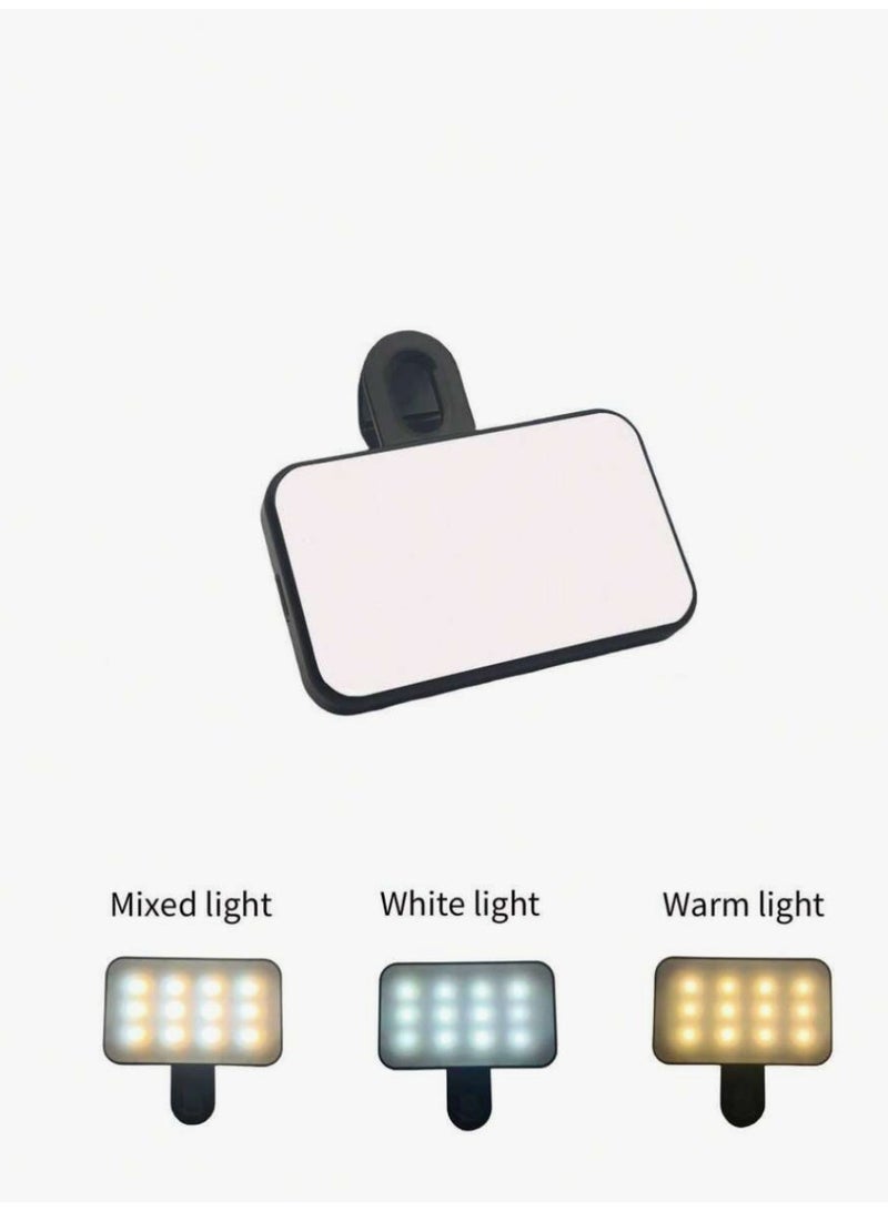اتش بي ار تي 1 قطعة ضوء سيلفي LED صغير محمول مع مشبك، 3 أوضاع إضاءة (أبيض/طبيعي/دافئ)، قابل لإعادة الشحن، إضاءة ملء للهواتف والكاميرات واللاب توب، مناسب للبث المباشر واجتماعات زووم والمكياج والصور الشخصية - Image 3