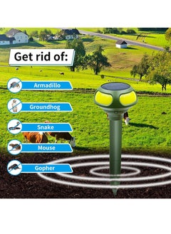 SYOSI 2 PCS Ultrasonic Mole Repellent 4 Modes Solar Powered Mole Repellent Outdoor Waterproof Animals Repellent for Get Rid of Mole Gopher Snakes Vole and Other Underground Pests for Yard Garden Lawn  - Image 2
