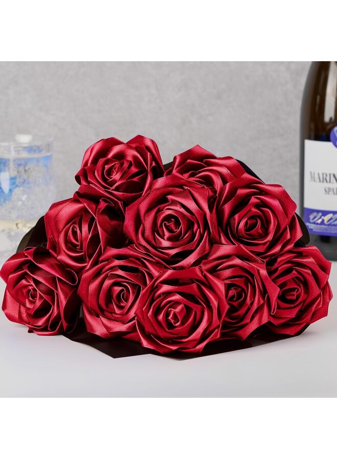 ribbon, pure polyester fabric ribbon, suitable for making roses, gift packaging, wedding decorations, crafts, bows (red) - Image 5