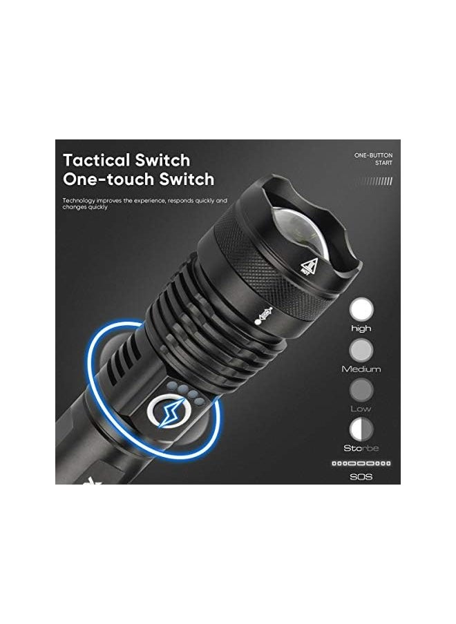 Garberiel - Flashlight LED XHP70 Flashlight with Battery 5000 High Lumens Super Bright Waterproof Rechargeable Zoomable Torch Light for Camping, Hiking, Outdoor Activities (XHP70) - Image 1