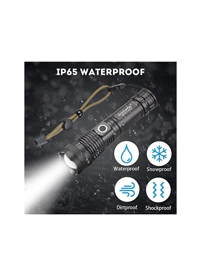 Garberiel - Flashlight LED XHP70 Flashlight with Battery 5000 High Lumens Super Bright Waterproof Rechargeable Zoomable Torch Light for Camping, Hiking, Outdoor Activities (XHP70) - Image 1